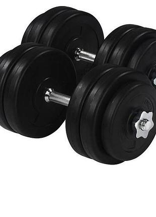 Гантели 2x13 кг для занятий спортом на дому и в спортзале удобные и бесшумные металлический гриф 12 диск ve-33