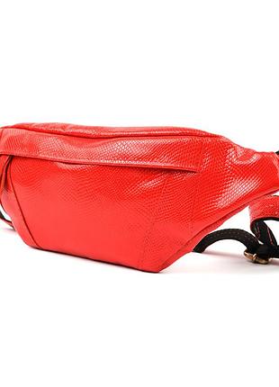 Шкіряна сумка бананка червона шкіра під змію tarwa gr-455-3md