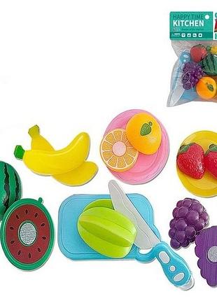 Іграшка фрукти на липучках mix 3 + посуд (998-1b/3a/3b)