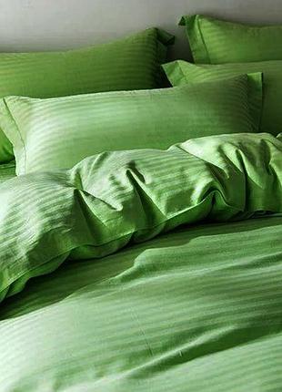Комплект stripe lux green grass 1/1см комфорт текстиль двуспальный