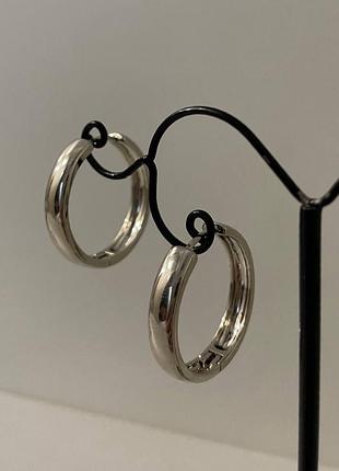 Серьги кольца маленькие посеребрение / сережки кольцами