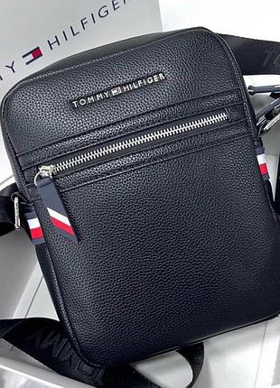 Мужская сумка через плечо мессенджер тоmmy ніlfiger черная барсетка томми хилфигер в подарочной коробке