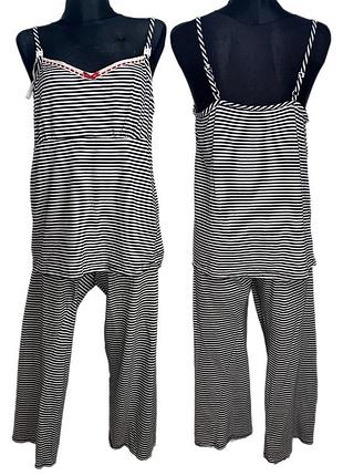 Легкая пижама для беременных/кормления в полоску майка с штанами