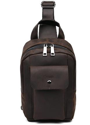 Рюкзак слинг кожаный с передним карманом для телефона tarwa rc-6040-3md коричневый