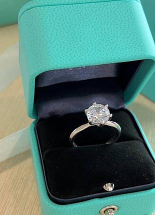 Кольцо тиффани с одним камнем серебро 925