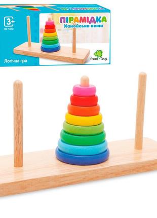 Деревянная игрушка пирамидка md 1870, 8 колец