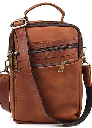 Сумка через плече з вертикальною ручкою tarwa rb-0120-4lx коньячна крейзі хорс