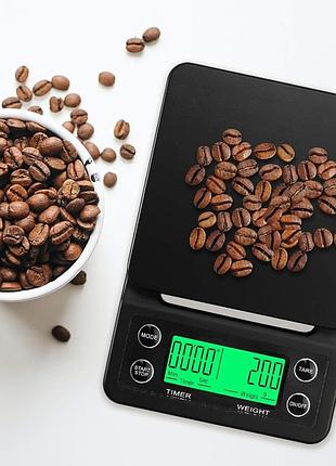 Кухонні ваги з таймером до 5 кг з яскравим дисплеєм, на батарейках