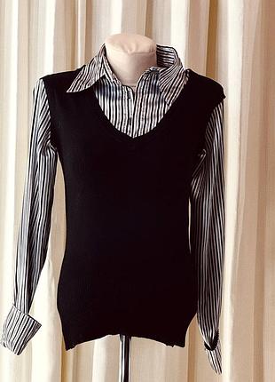 Шикарний жіночий светр джемпер з сорочкою