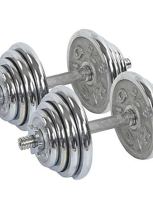 Гантелі розбірні хромовані highq sport ta-0013-27ch 13,5кг (пара) срібний (56508180), fdso