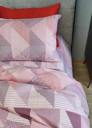 Комплект фланель печворк рожевий комфорт текстиль полуторний на резинці