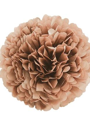 Помпон паперовий для свята 15 см коричневий