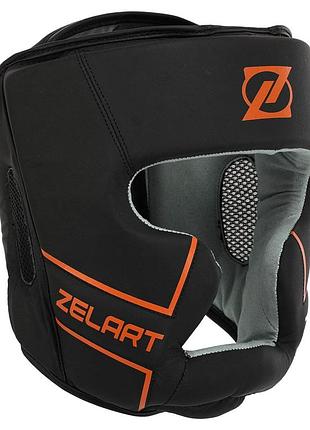 Шолом боксерський з повним захистом шкіряний zelart vl-3151 s-xl кольори в асортименті чорно-жовтогарячий, м