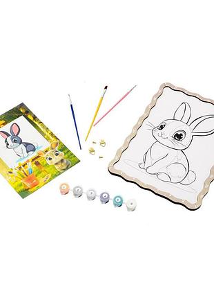 Картина по номерам "кролик" puz-22944 формат а4 кисточка, краски, крепеж для стены