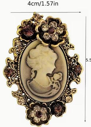 Винтажная брошь камея бронзового цвета