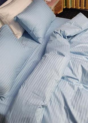 Комплект stripe lux light blue 1/1см комфорт текстиль семейный на резинке