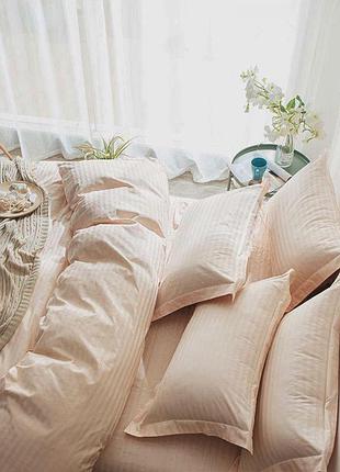 Комплект stripe lux sweet peach 1/1см комфорт текстиль семейный на резинке