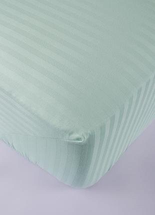 Простынь на резинке 180х200х25 сатин-страйп 1*1 ментоловый