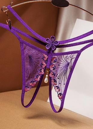 Трусики с интимным вырезом универсальный фиолетовый