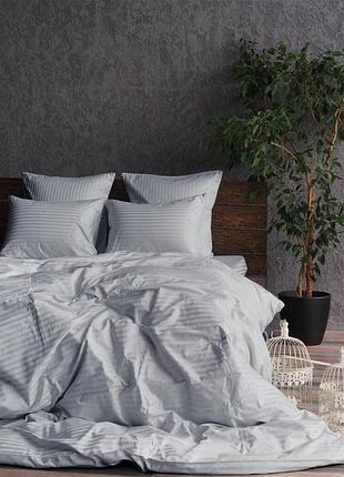 Комплект stripe lux light grey 1/1см комфорт текстиль двуспальный на резинке