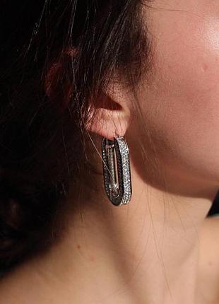 Серьги селин посеребрение / сережки овалы крупные