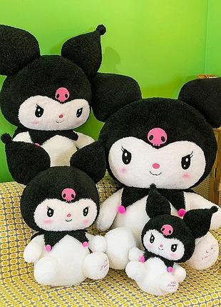 Велика м'яка аніме іграшка куромі плюшева чорно-біла hello kitty 45 см