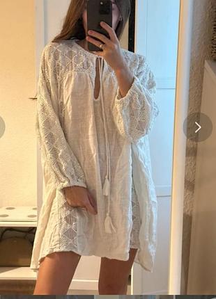 Пляжная туника оверсайз из хлопка zara