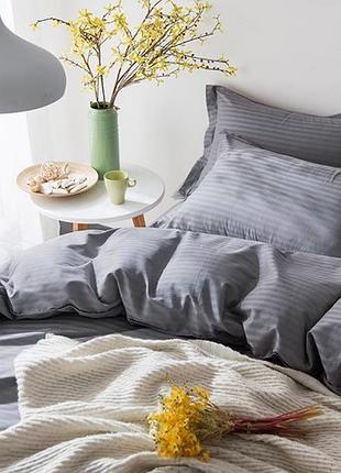 Комплект stripe lux grey 1/1см комфорт текстиль семейный на резинке