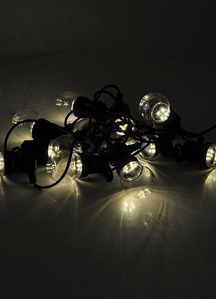 Гирлянда шарик white hot, 10шт, 5 метров, черная изоляция, box