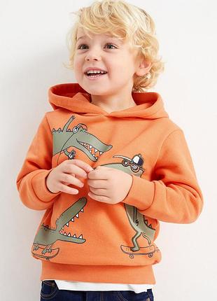 🧸 помаранчевий худі з об'ємною аплікацією та з капюшоном для хлопчика | c&a