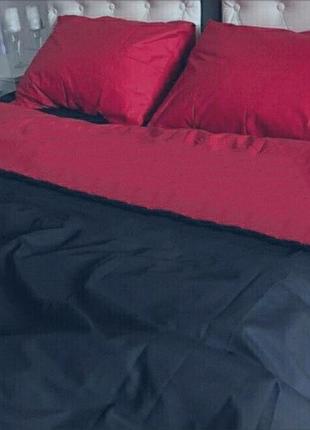 Постельное белье бязь гранатово-черный двуспальный