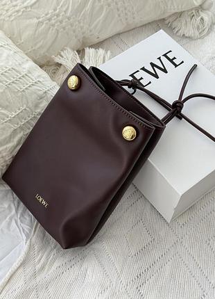 Loewe pebble pouch burgundy 16*22*5