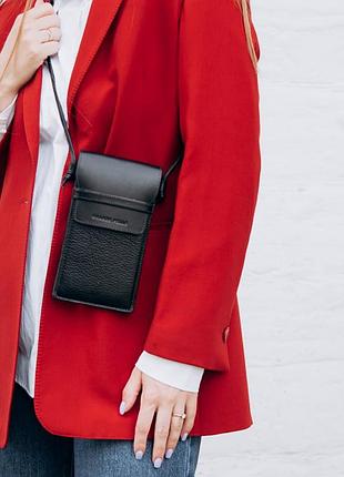 Мини сумка чехол для телефона, панч grande pelle 70371010 черная