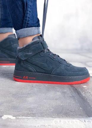 Мужские кроссовки nike air force winter "grey/red"