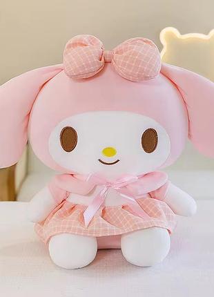 Велика м'яка іграшка куромі my melody плюшева з аніме з бантиком у рожевій сукні 70 см