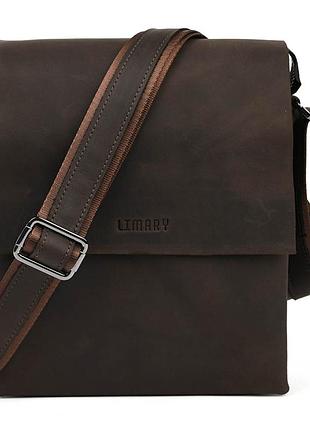 Чоловіча сумка через плече на три відділення середня limary lim-372rc крейзі хорс