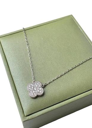 Подвеска van cleef цирконы посеребрение / подвеска клевер