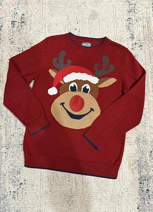 Новогодний свитер с оленем next 8 лет