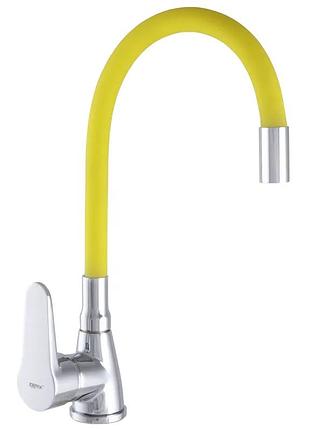 Змішувач для кухні zerix p7 146 з жовтим гнучким виливом (zx2661) yousf