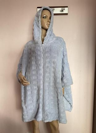 Тепле флісове пончо- накидка- домашній одяг- оверсайз brend ohgo cogy