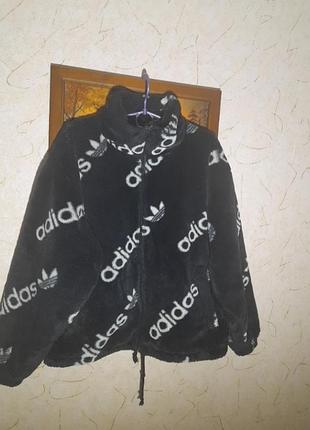 Жіноча  фліс/велюр куртка  тедді  adidas  з логотипом  оригінал