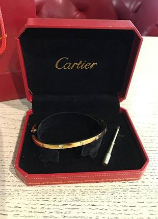 Cartier браслет с отверткой в лимонном золоте с камнями / картье браслет love лимонное золото