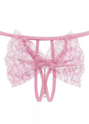 Эротические трусики с доступом розовые, размер универсальный, резинка до 88см
