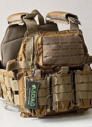 Плитоноска быстрого сброса + 7 подсумоков койот для автоматных магазинов гранат рации и аптеч ve-33