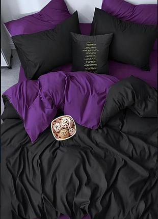 Комплект семейный поплин люкс микс оникс+пурпур moonlight
