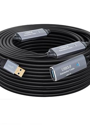 Usb 3.0 удлинитель активный репитер, кабель am – af с type-c 10м premium универсальный