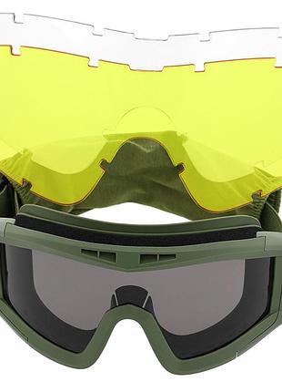Очки тактические со сменными линзами jy-003-2 оливковый (59559002), sposune