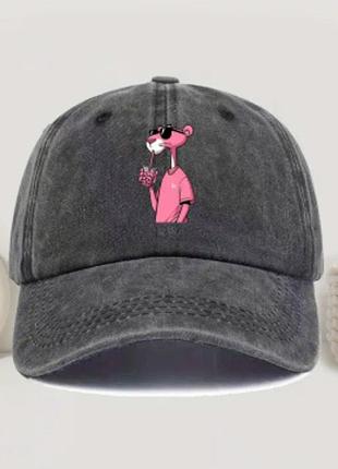 Кепка с принтом розовая пантера черный