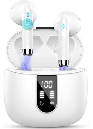 Бездротові навушники drsaec j55 bluetooth 5.3 з часом відтворення 56 годин білі amazon, німеччина