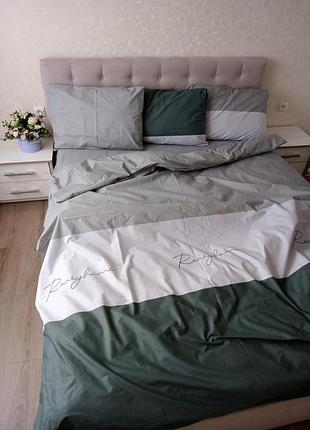 Постельное белье бязь real home green двуспальный евро